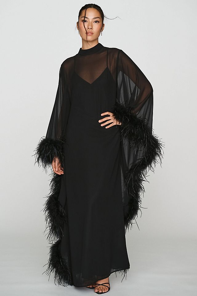 Hutch Women's Feathered Satin Kaftan