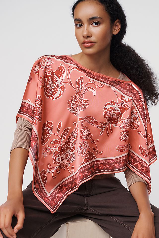 By Anthropologie Women's Printed Scarf Poncho Polyester