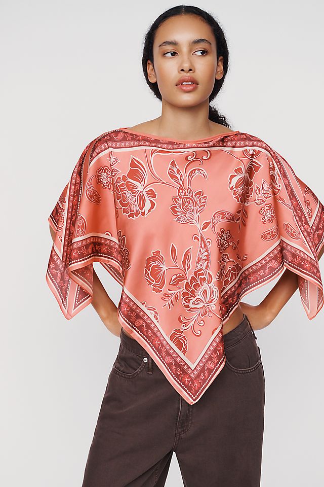 By Anthropologie Women's Printed Scarf Poncho Polyester