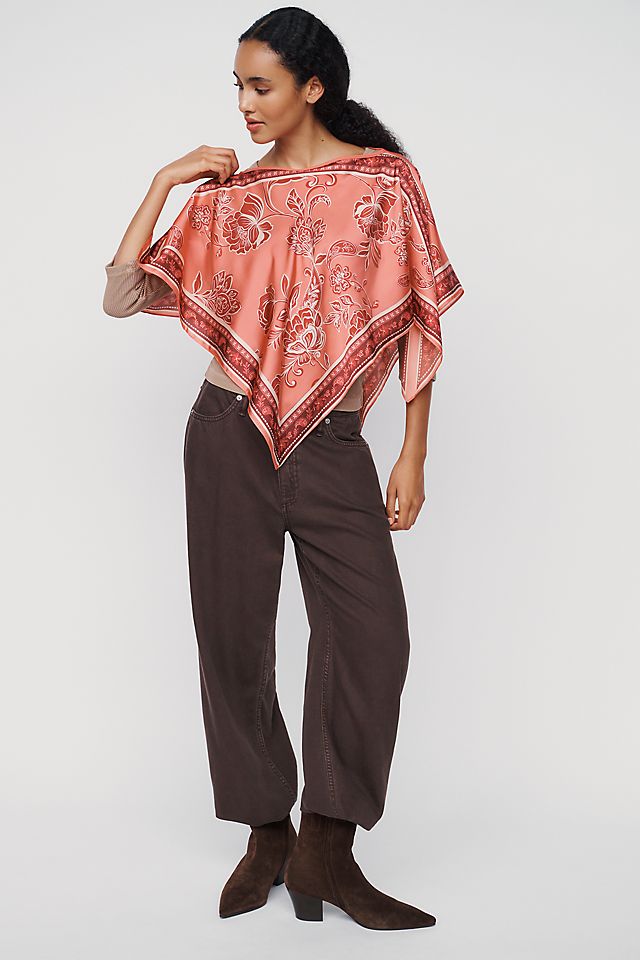 By Anthropologie Women's Printed Scarf Poncho Polyester