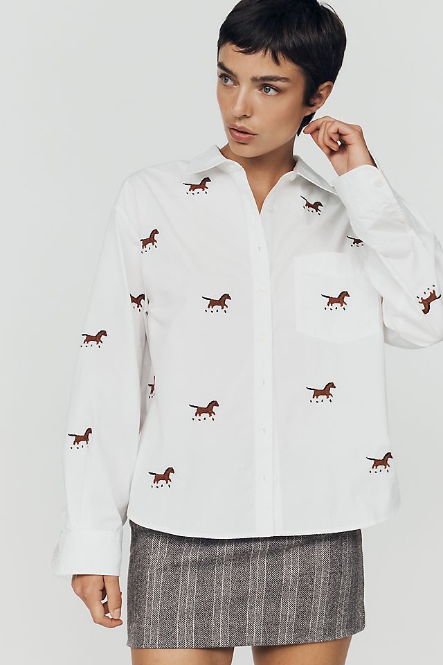Maeve Bennet Women's Shrunken Buttondown Shirt Cotton