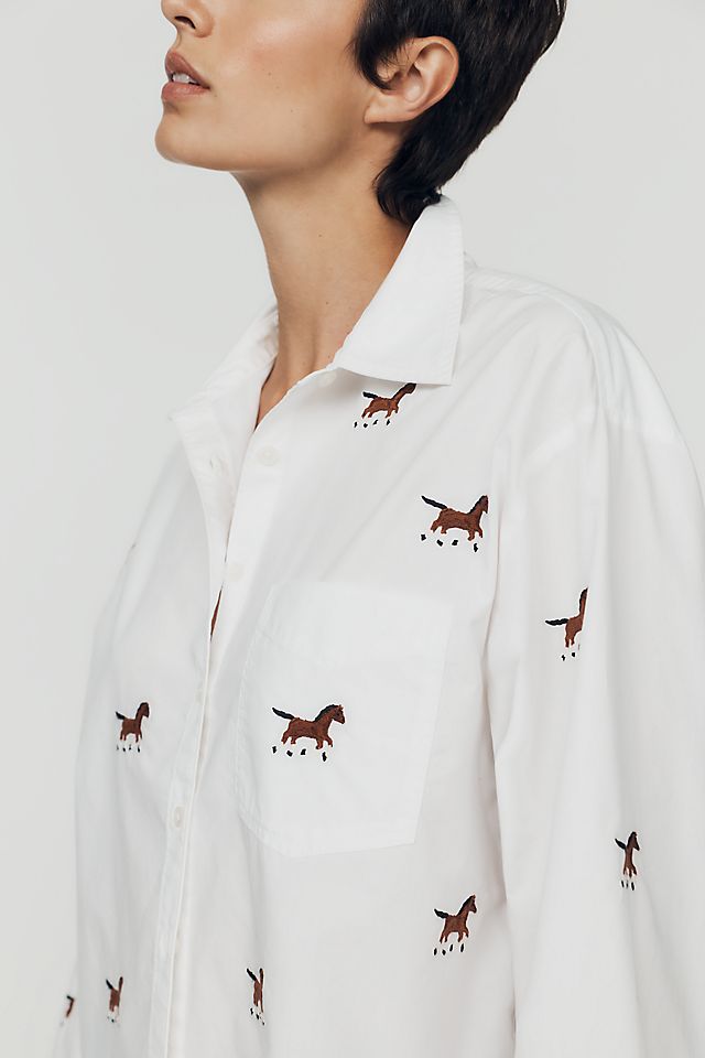 Maeve Bennet Women's Shrunken Buttondown Shirt Cotton