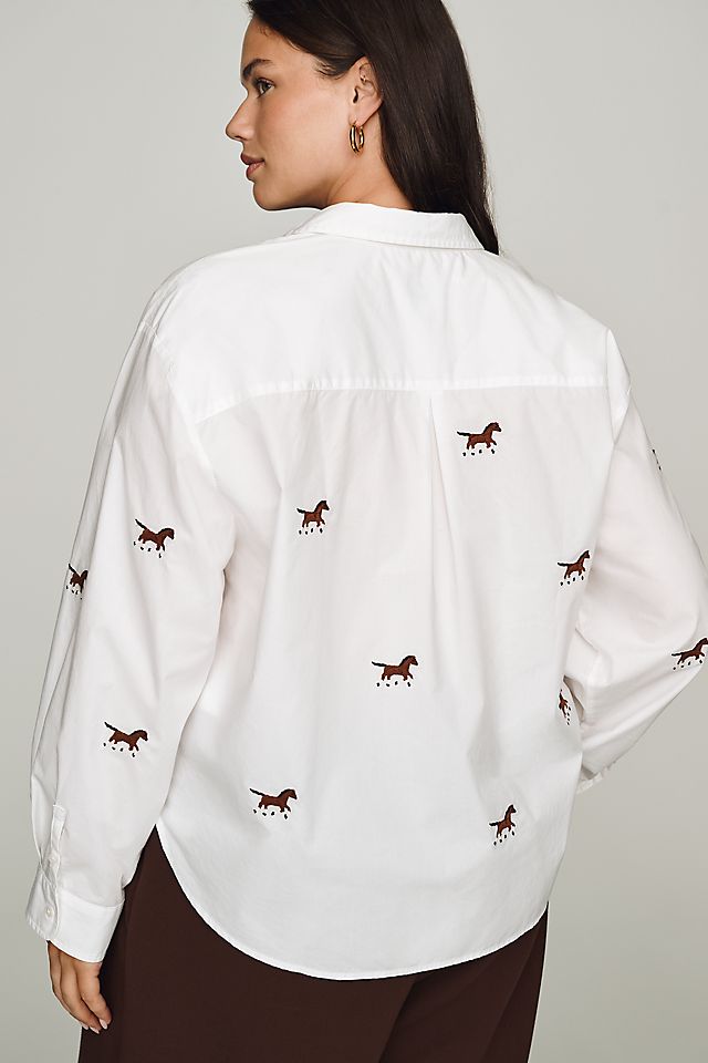Maeve Bennet Women's Shrunken Buttondown Shirt Cotton