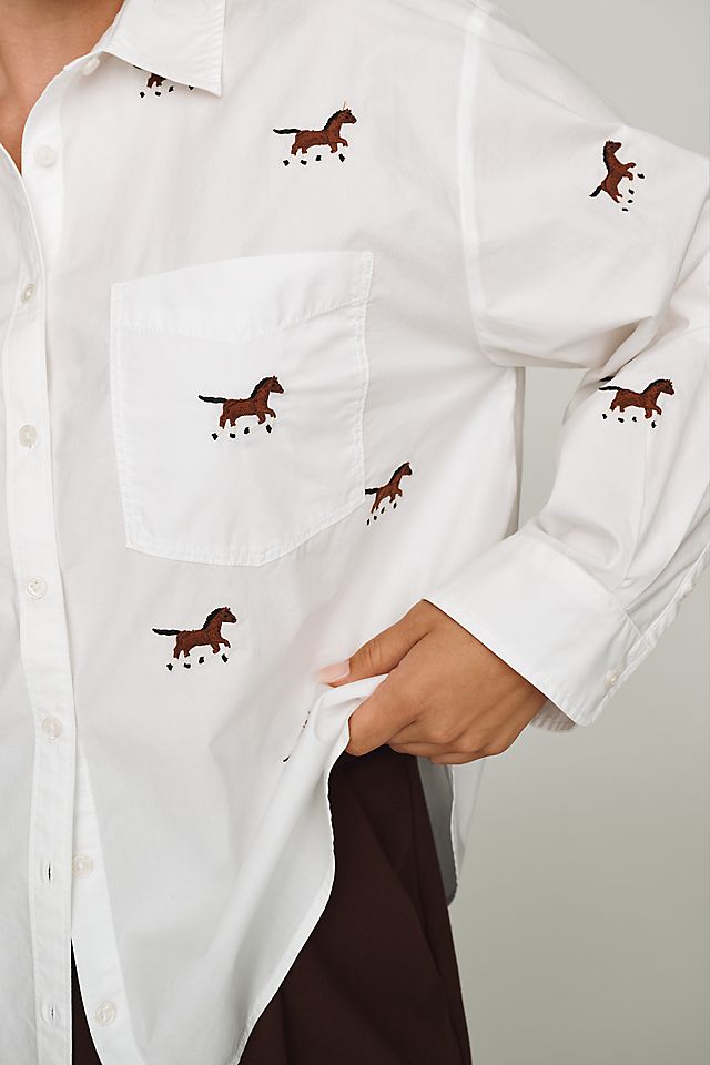 Maeve Bennet Women's Shrunken Buttondown Shirt Cotton