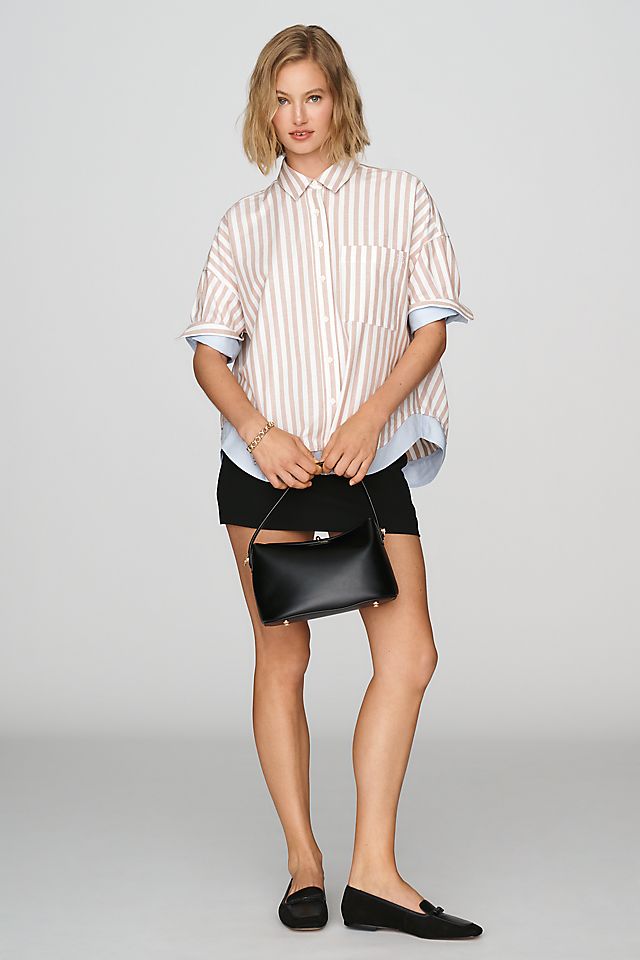 Maeve Mabel Women's Contrast Boxy Oxford Shirt Cotton