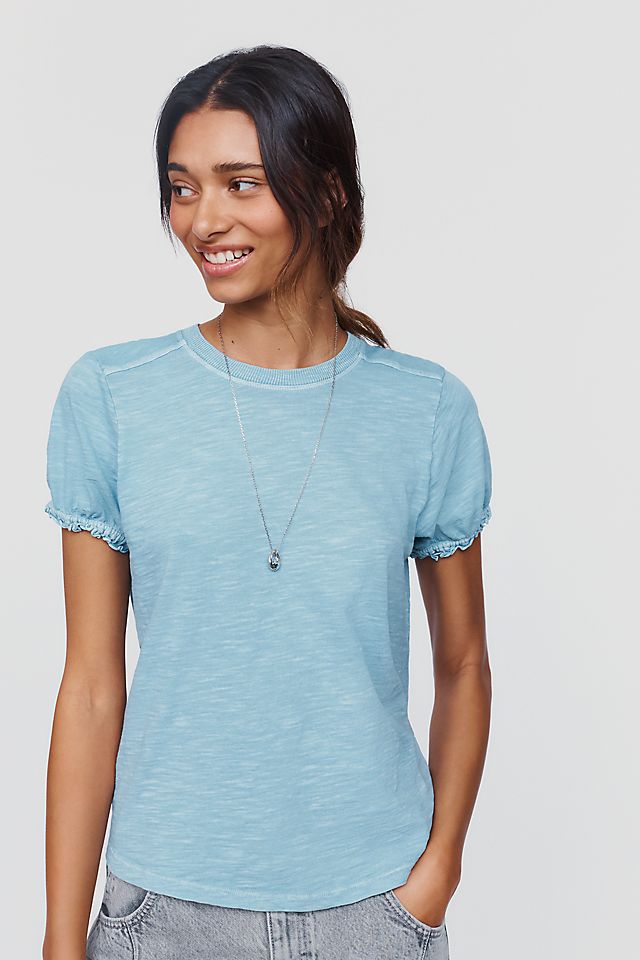 Pilcro Bennie Women's Slim Puff Sleeve Tee Cotton