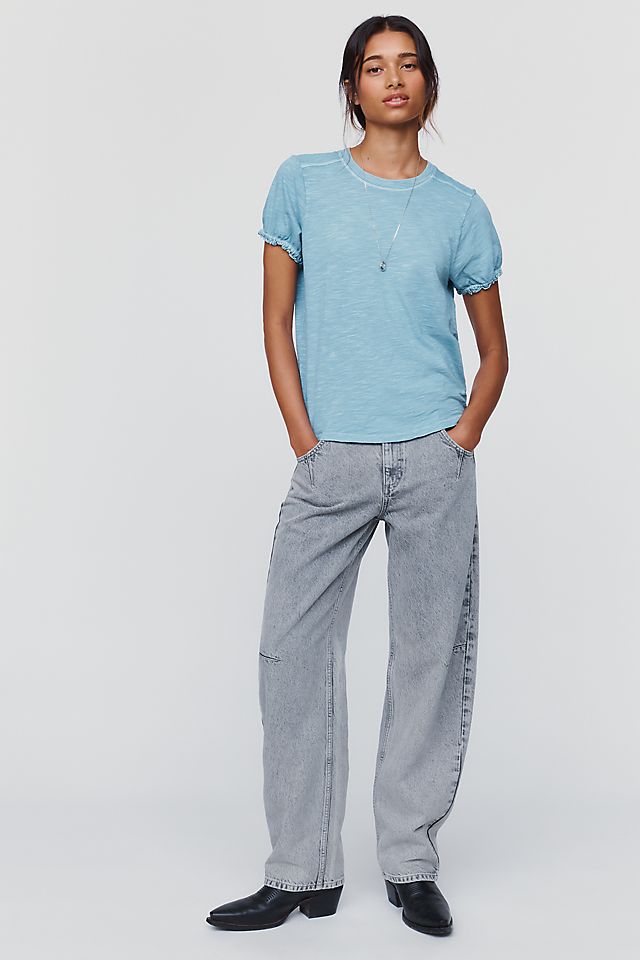 Pilcro Bennie Women's Slim Puff Sleeve Tee Cotton