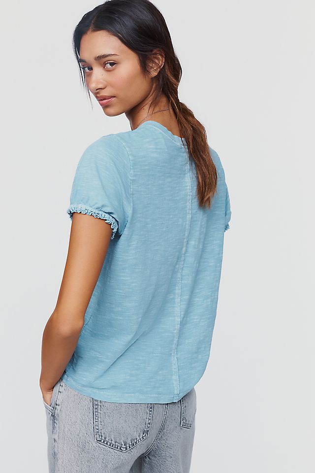 Pilcro Bennie Women's Slim Puff Sleeve Tee Cotton