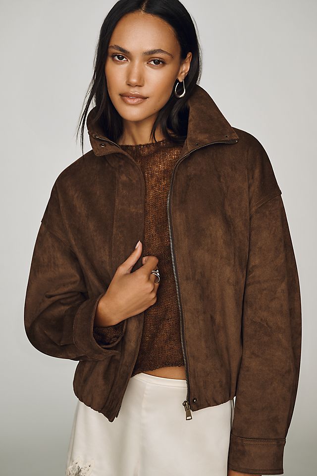 Maeve Imara Women's Faux-Suede Funnel-Neck Jacket