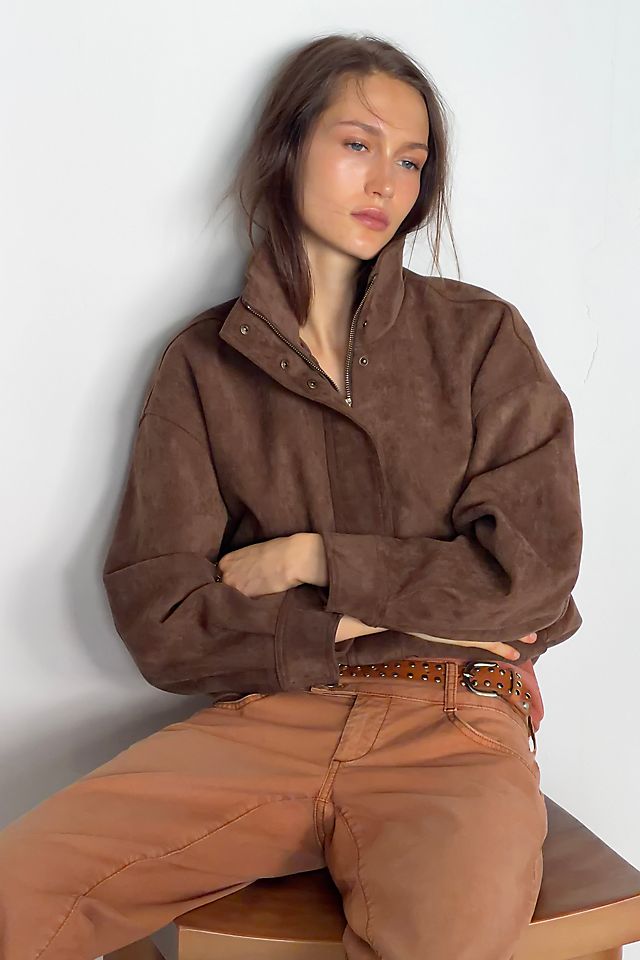 Maeve Imara Women's Faux-Suede Funnel-Neck Jacket