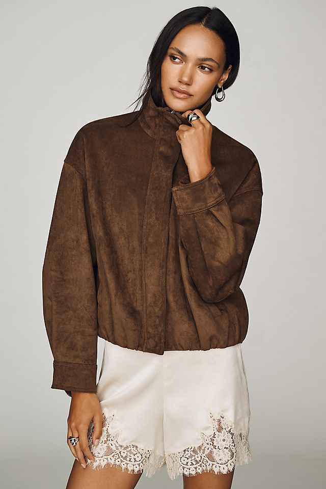 Maeve Imara Women's Faux-Suede Funnel-Neck Jacket