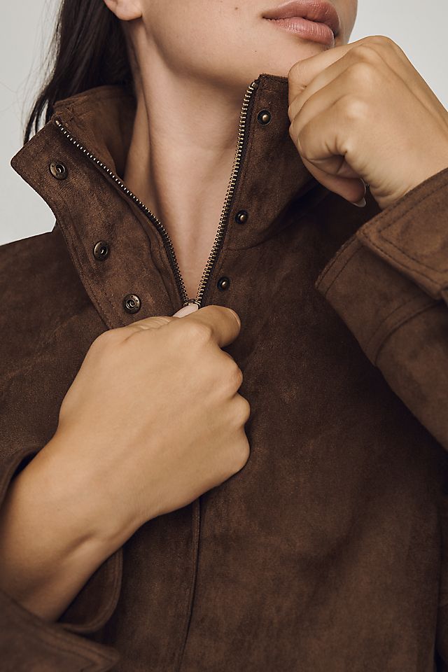 Maeve Imara Women's Faux-Suede Funnel-Neck Jacket