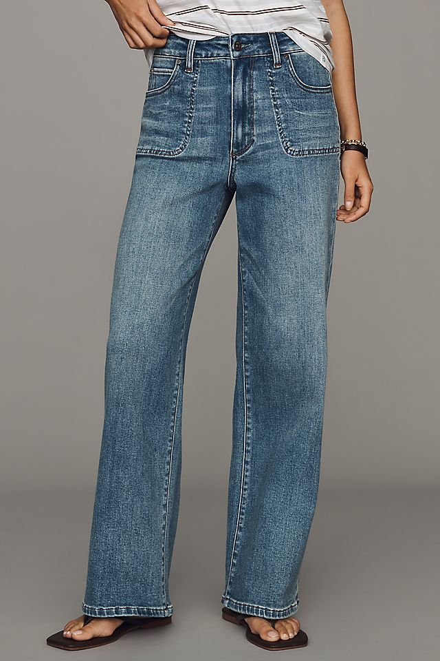 PAIGE Anessa Women's High-Rise Wide-Leg Jeans Cotton
