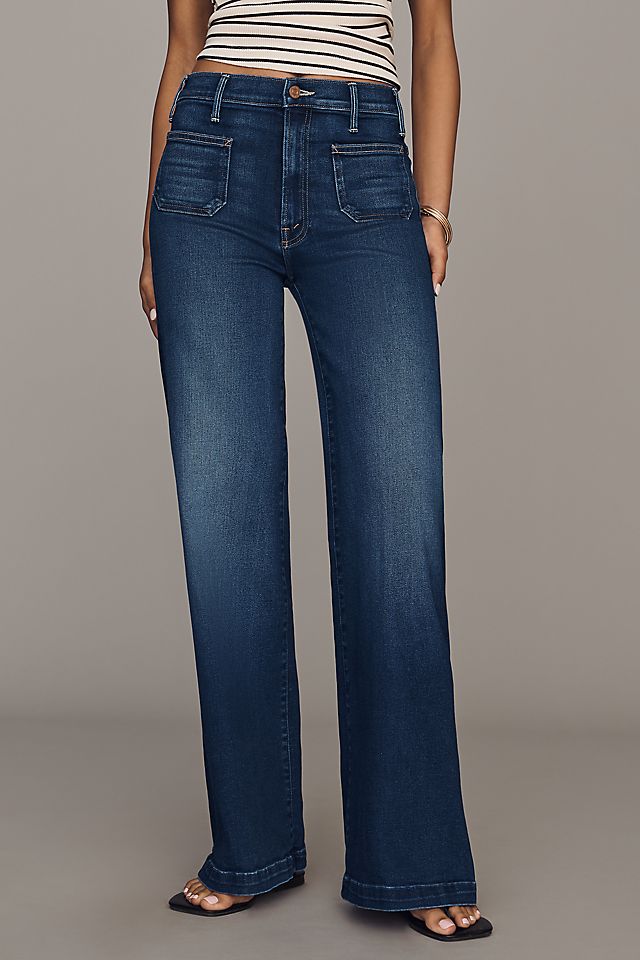 MOTHER Hustler Roller Women's High-Rise Wide-Leg Jeans Cotton