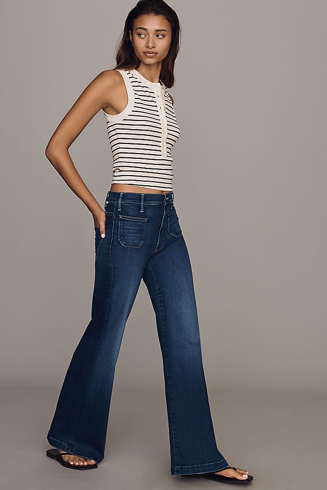 MOTHER Hustler Roller Women's High-Rise Wide-Leg Jeans Cotton