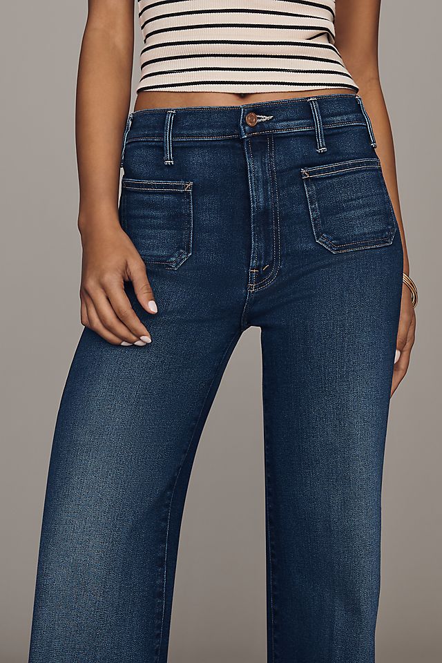 MOTHER Hustler Roller Women's High-Rise Wide-Leg Jeans Cotton