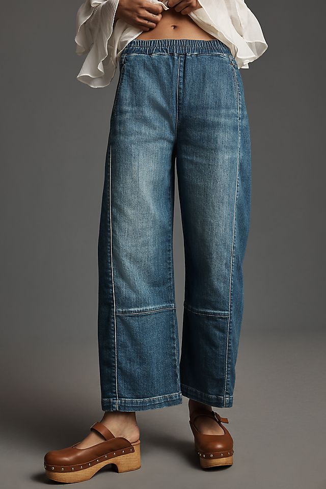 Pilcro Izzie Women's Relaxed Pull-On Barrel Jeans Cotton