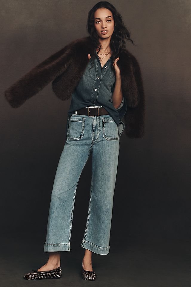 Maeve Colette Women's High-Rise Wide-Leg Cropped Jeans