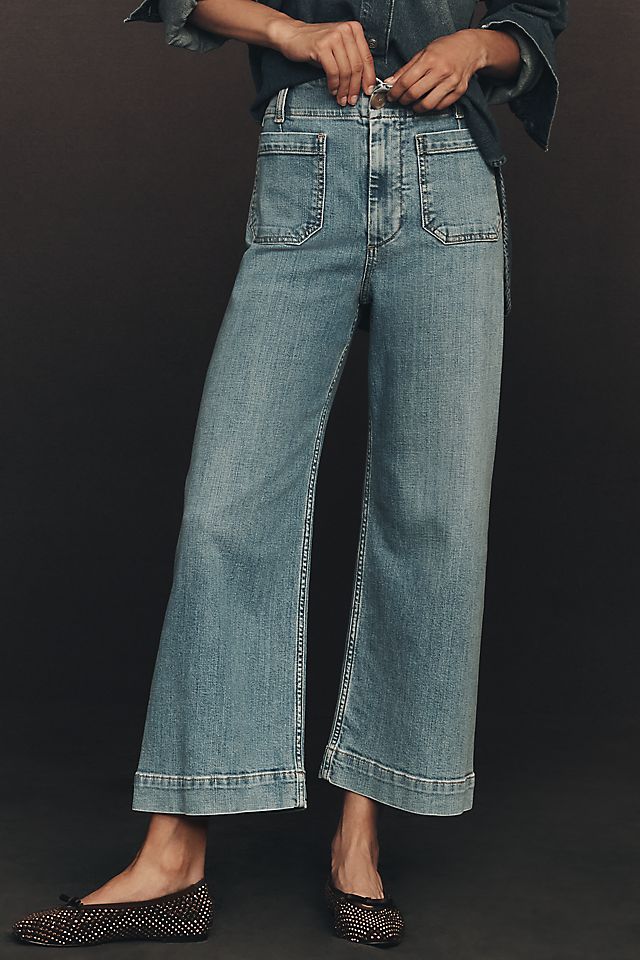 Maeve Colette Women's High-Rise Wide-Leg Cropped Jeans