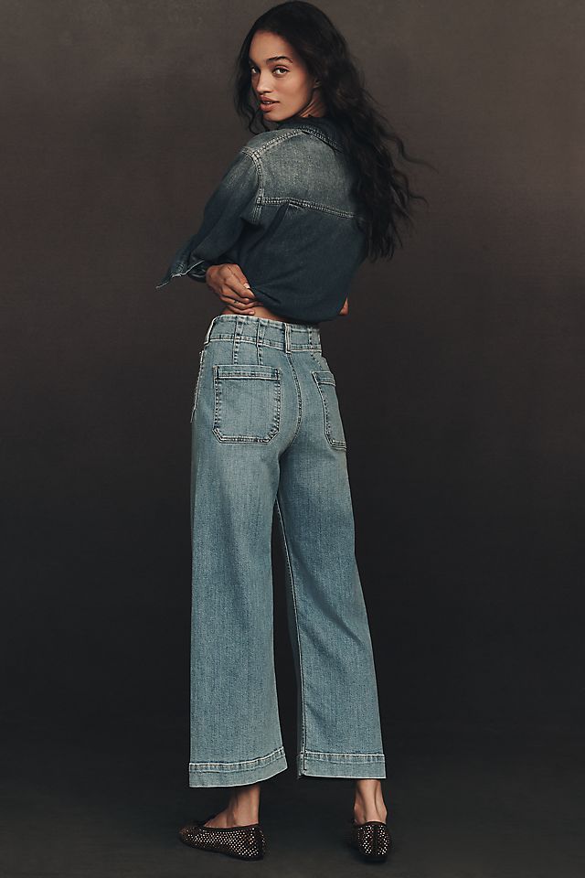 Maeve Colette Women's High-Rise Wide-Leg Cropped Jeans