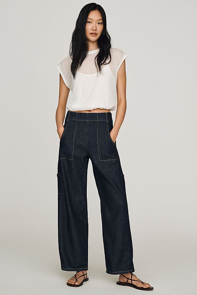 Maeve Painters Women's Mid-Rise Tapered Jeans Cotton