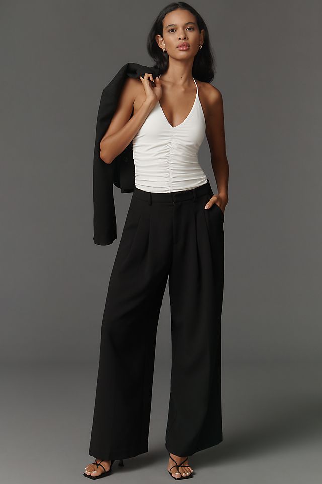 Maeve Avery Women's High-Rise Pleated Wide-Leg Pants