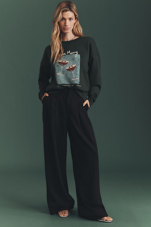 Maeve Avery Women's High-Rise Pleated Wide-Leg Pants