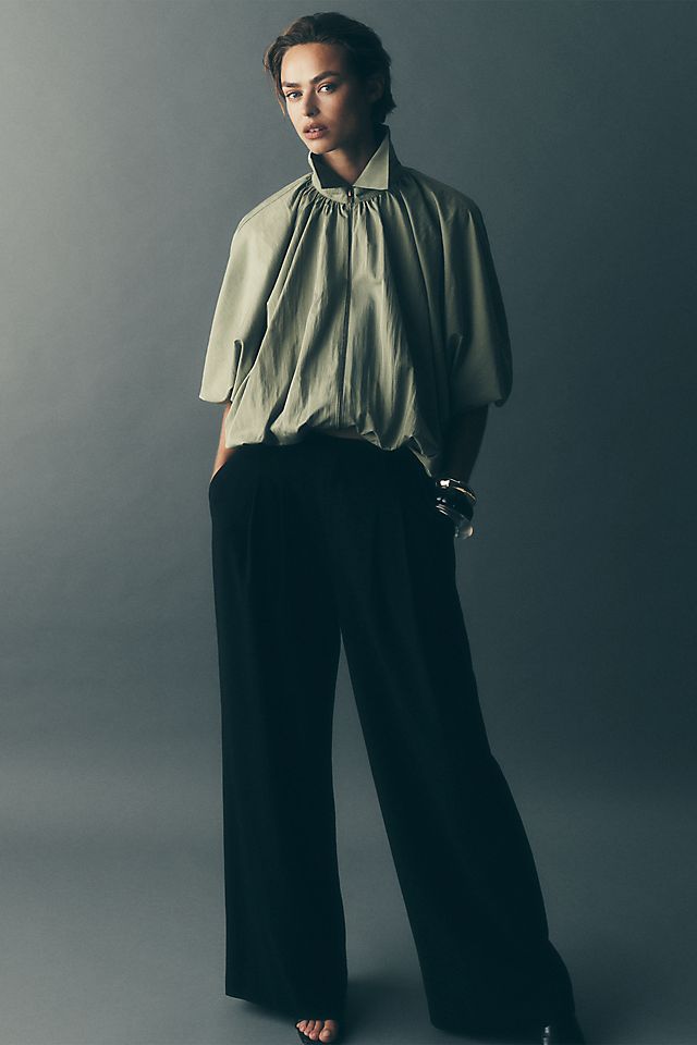 Maeve Avery Women's High-Rise Pleated Wide-Leg Pants