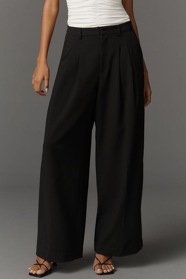 Maeve Avery Women's High-Rise Pleated Wide-Leg Pants
