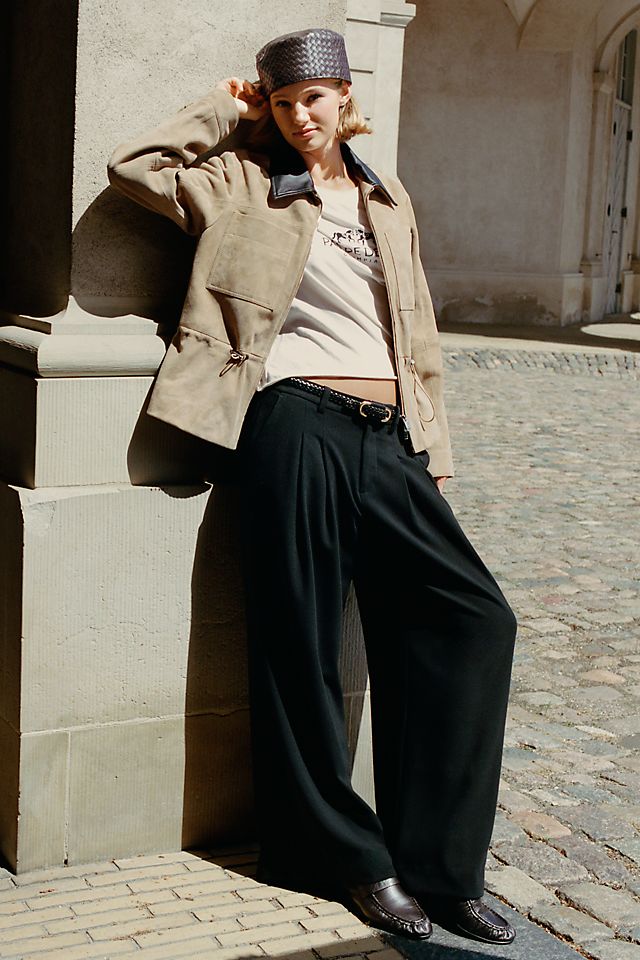 Maeve Avery Women's High-Rise Pleated Wide-Leg Pants
