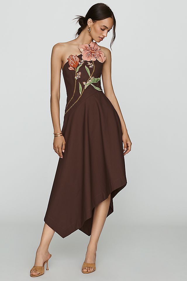 Yukiko Noritake Women's Asymmetric Floral Midi Dress