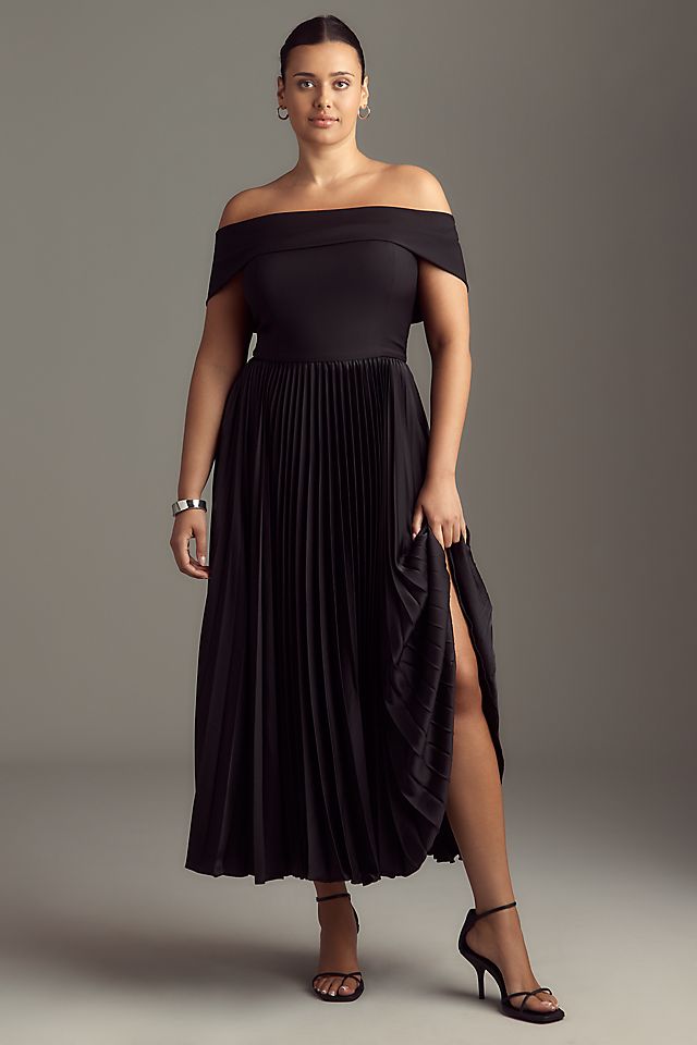 Hutch Women's Off-The-Shoulder Twofer Midi Dress Polyester