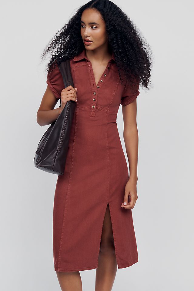 Pilcro Rebekah Women's Denim Slim Midi Dress Cotton