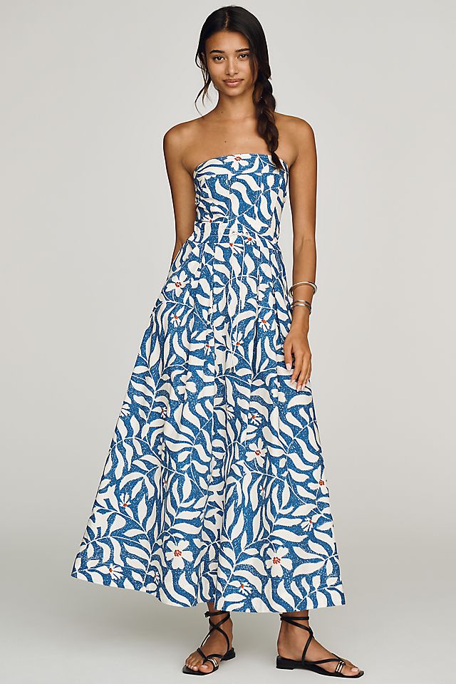 Maeve Women's Strapless Waisted Maxi Dress Cotton