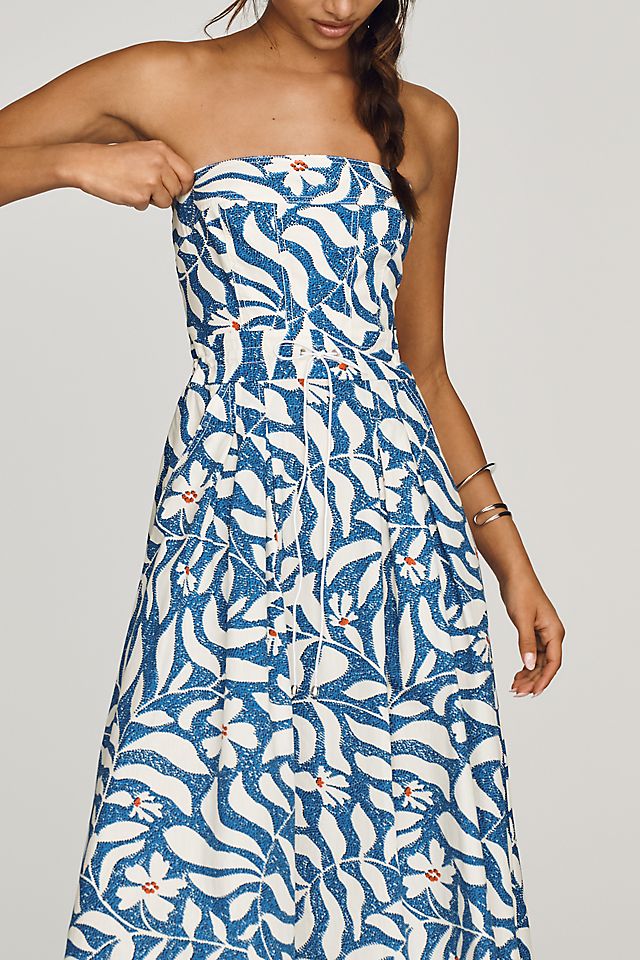 Maeve Women's Strapless Waisted Maxi Dress Cotton