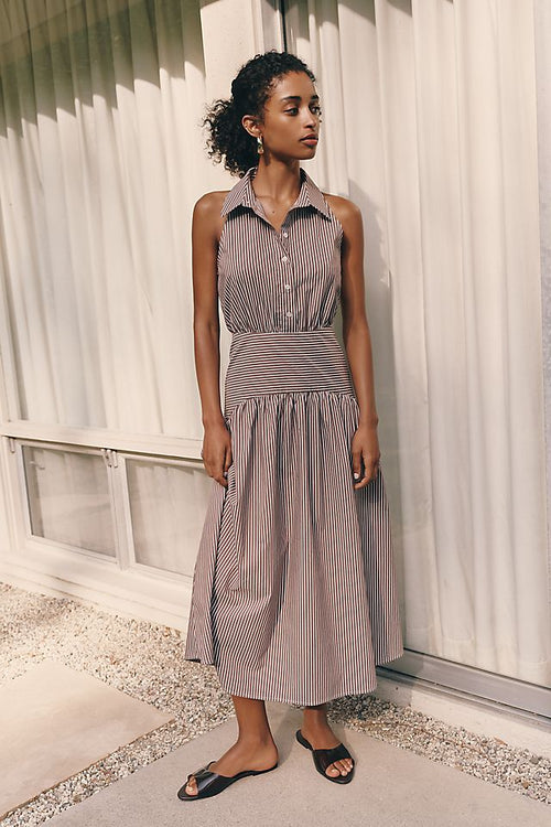 Exquise Tobie Women's Drop-Waist Midi Shirtdress Cotton Blend