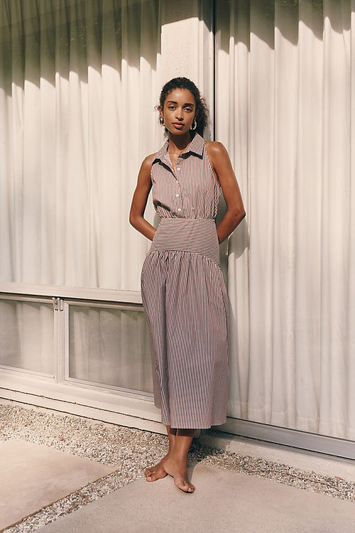 Exquise Tobie Women's Drop-Waist Midi Shirtdress Cotton Blend