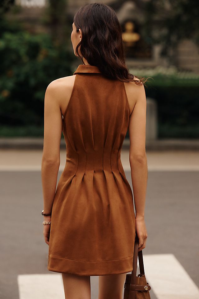 Exquise Tobie Women's Faux-Suede Pintuck Mini Dress Polyester