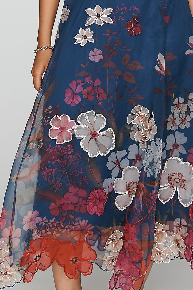 Maeve Women's Strapless Floral Chiffon Midi Dress Polyester