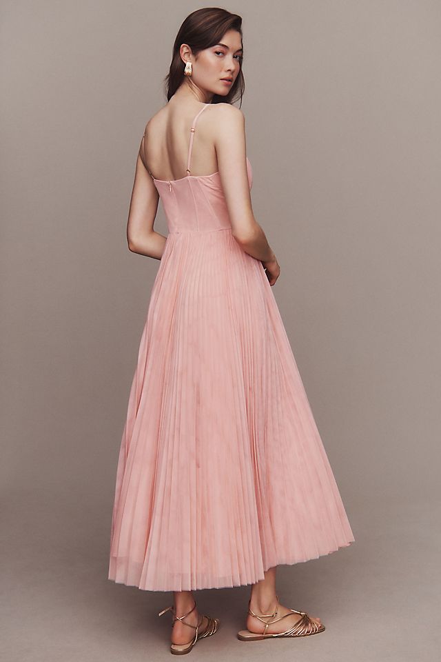 Hutch Amara Women's Corset Pleated Tulle Midi Dress