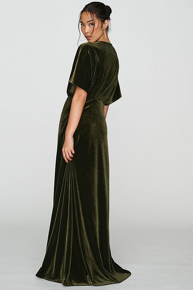 BHLDN Amelia Women's Deep-V Stretch Velvet Maxi Dress