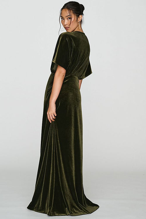 BHLDN Amelia Women's Deep-V Stretch Velvet Maxi Dress