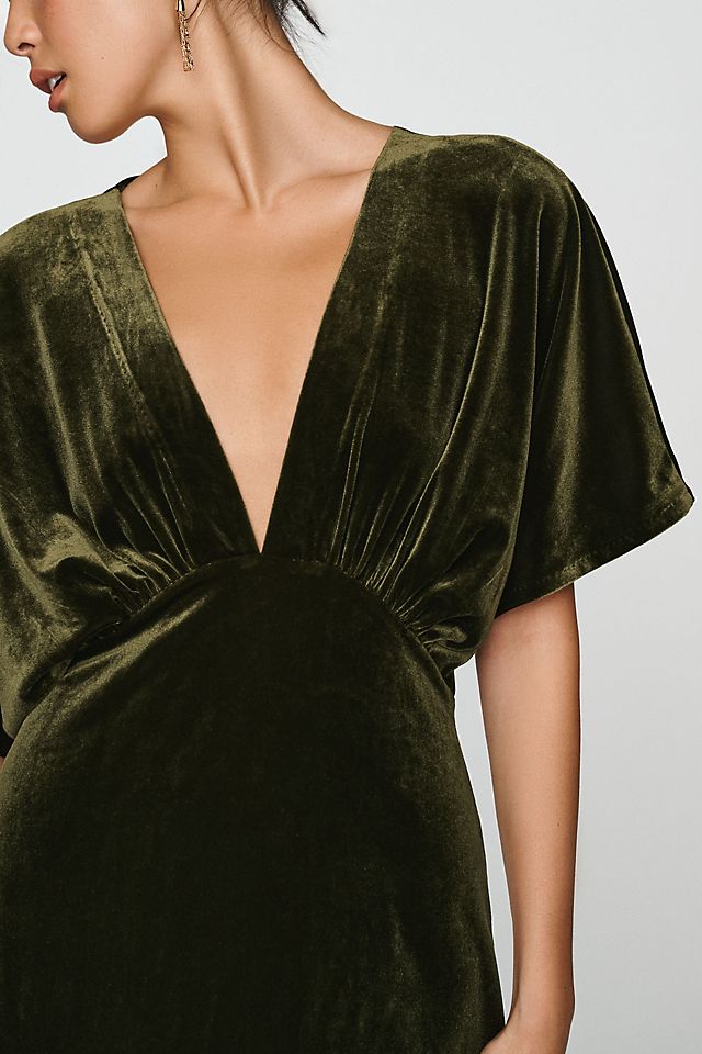 BHLDN Amelia Women's Deep-V Stretch Velvet Maxi Dress