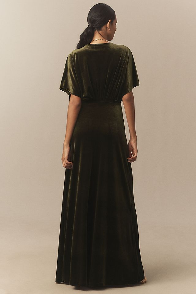 BHLDN Amelia Women's Deep-V Stretch Velvet Maxi Dress