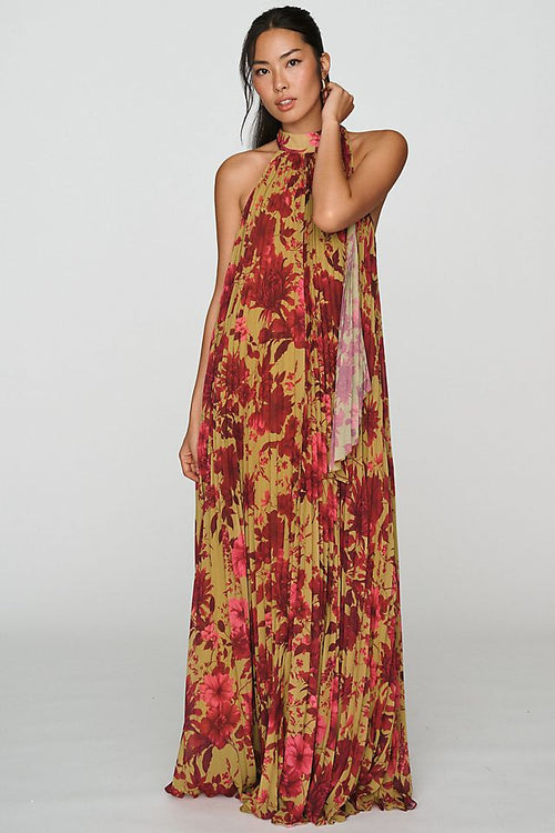 BHLDN Rosie Women's Mock-Neck Pleated Maxi Dress