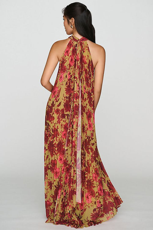 BHLDN Rosie Women's Mock-Neck Pleated Maxi Dress