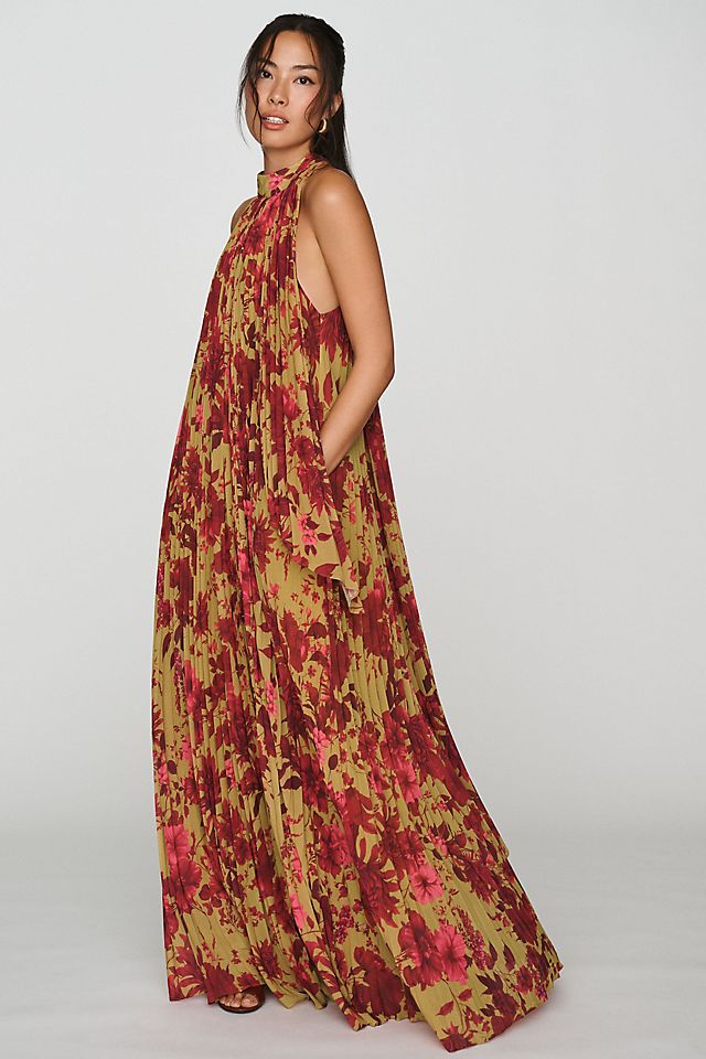 BHLDN Rosie Women's Mock-Neck Pleated Maxi Dress